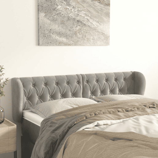 vidaXL Cabeceira de cama c abas veludo 163x23x7888 cm cinzento-claro