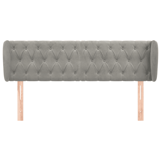 vidaXL Cabeceira de cama c abas veludo 163x23x7888 cm cinzento-claro