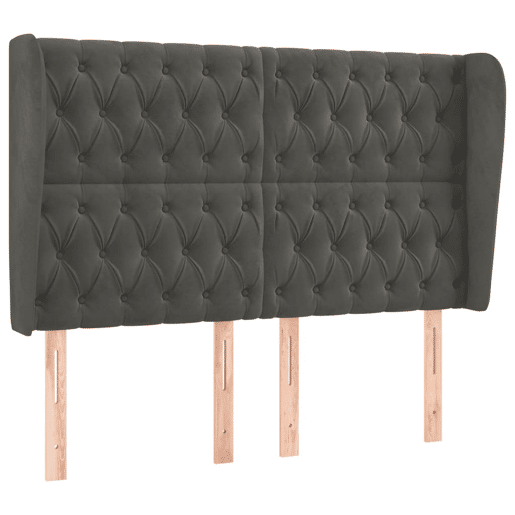 vidaXL Cabeceira cama c abas veludo 163x23x118128 cm cinzento-escuro