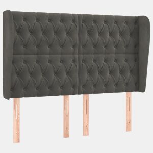 vidaXL Cabeceira cama c abas veludo 163x23x118128 cm cinzento-escuro