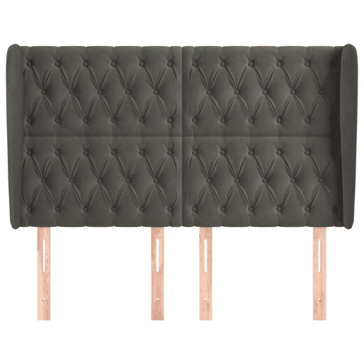 vidaXL Cabeceira cama c abas veludo 163x23x118128 cm cinzento-escuro