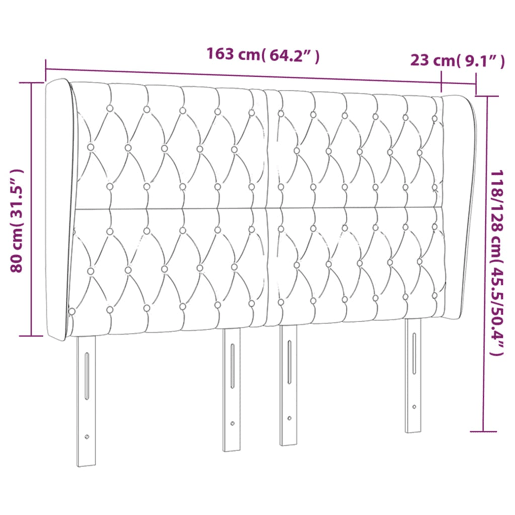 vidaXL Cabeceira cama c abas veludo 163x23x118128 cm cinzento-escuro
