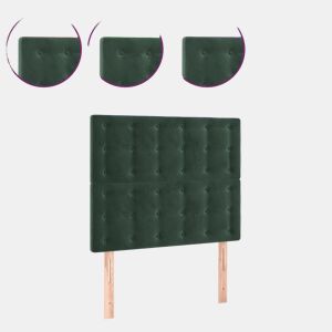 vidaXL Cabeceira de cama c LED veludo 100x5x118128 cm verde-escuro