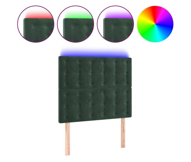 Vidaxl cabecero con luces led terciopelo verde oscuro 100x5x118/128 cm