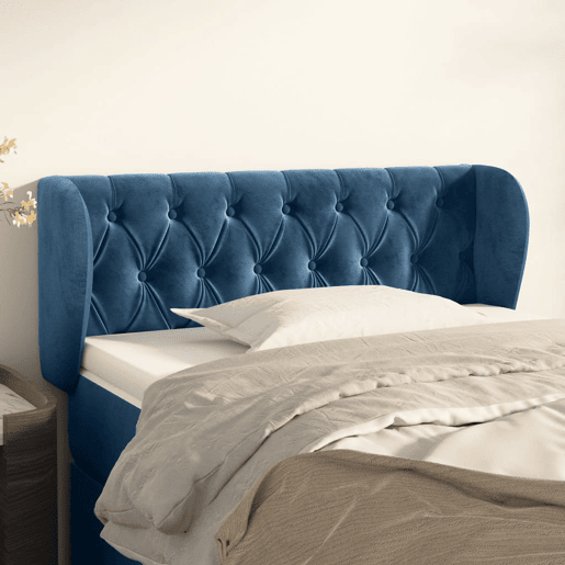 vidaXL Cabeceira de cama c abas veludo 103x23x7888cm azul-escuro vidaXL Cabeceira de cama c abas veludo 103x23x7888cm azul-escuro
