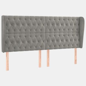 vidaXL Cabeceira cama c abas veludo 203x23x118128 cm cinzento-claro