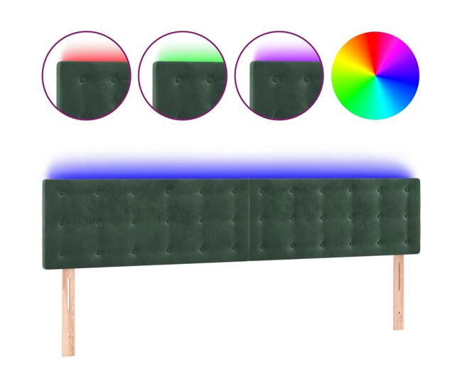 Vidaxl cabecero con led de terciopelo verde oscuro 160x5x78/88 cm