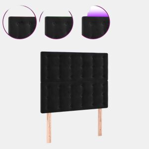 vidaXL Cabeceira de cama c LED veludo 90x5x118128cm preto