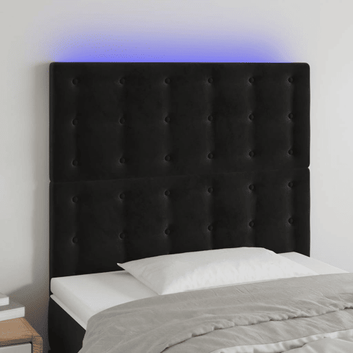 vidaXL Cabeceira de cama c LED veludo 90x5x118128cm preto vidaXL Cabeceira de cama c LED veludo 90x5x118128cm preto
