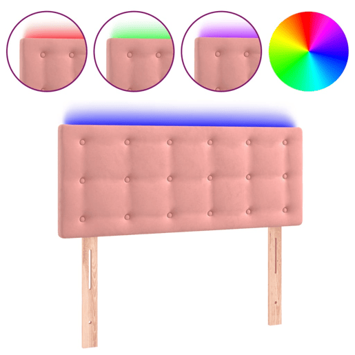 vidaXL Cabeceira de cama c luzes LED veludo 100x5x7888 cm rosa