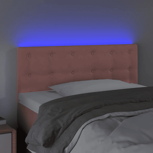 vidaXL Cabeceira de cama c luzes LED veludo 100x5x7888 cm rosa