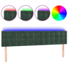 vidaXL Cabeceira de cama cluzes LED veludo 180x5x7888cm verde-escuro