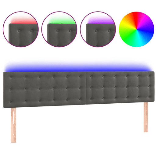 vidaXL Cabeceira de cama cluzes LED veludo 160x5x7888cm cinza-escuro vidaXL Cabeceira de cama cluzes LED veludo 160x5x7888cm cinza-escuro