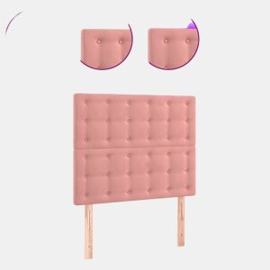 vidaXL Cabeceira de cama c luzes LED veludo 100x5x118128 cm rosa