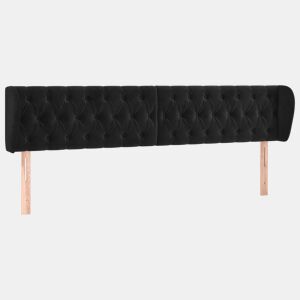 vidaXL Cabeceira de cama c abas veludo 183x23x7888 cm preto