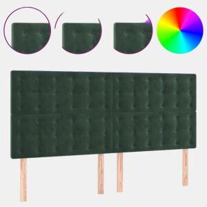 vidaXL Cabeceira de cama c LED veludo 160x5x118128 cm verde-escuro