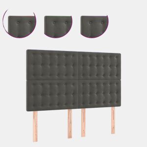 vidaXL Cabeceira de cama c LED veludo 144x5x118128 cm cinza-escuro
