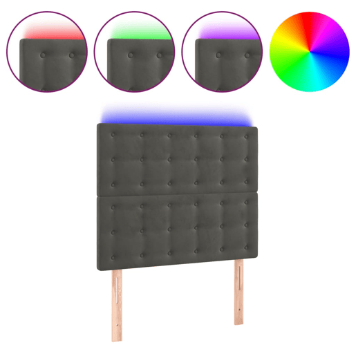 vidaXL Cabeceira de cama c LED veludo 100x5x118128 cm cinza-escuro vidaXL Cabeceira de cama c LED veludo 100x5x118128 cm cinza-escuro