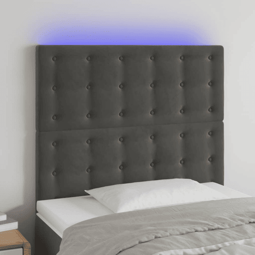 vidaXL Cabeceira de cama c LED veludo 100x5x118128 cm cinza-escuro vidaXL Cabeceira de cama c LED veludo 100x5x118128 cm cinza-escuro
