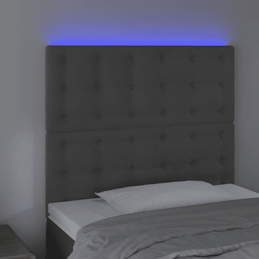 vidaXL Cabeceira de cama c LED veludo 100x5x118128 cm cinza-escuro vidaXL Cabeceira de cama c LED veludo 100x5x118128 cm cinza-escuro
