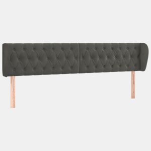 vidaXL Cabeceira de cama c abas veludo 203x23x7888cm cinzento-escuro