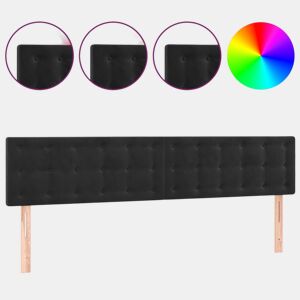 vidaXL Cabeceira de cama c luzes LED veludo 160x5x7888 cm preto