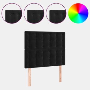 vidaXL Cabeceira cama c LED veludo 80x5x118128 cm preto