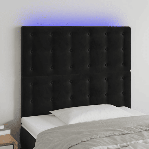 vidaXL Cabeceira cama c LED veludo 80x5x118128 cm preto vidaXL Cabeceira cama c LED veludo 80x5x118128 cm preto