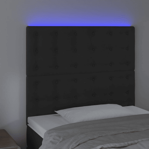 vidaXL Cabeceira cama c LED veludo 80x5x118128 cm preto vidaXL Cabeceira cama c LED veludo 80x5x118128 cm preto