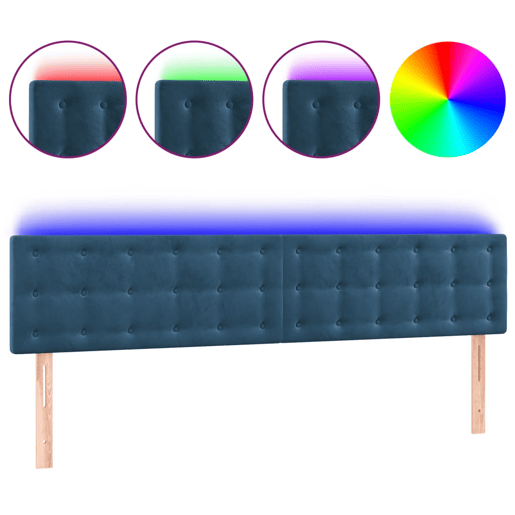vidaXL Cabeceira de cama c luzes LED veludo 180x5x7888cm azul-escuro