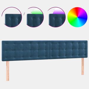 vidaXL Cabeceira de cama c luzes LED veludo 180x5x7888cm azul-escuro