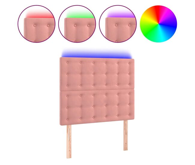 Vidaxl cabecero con luces led terciopelo rosa 90x5x118/128 cm