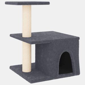 vidaXL Árvore p gatos c postes arranhadores sisal 48 cm cinza-escuro