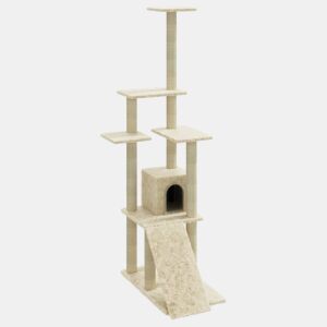 vidaXL Árvore para gatos c postes arranhadores sisal 155 cm cor creme