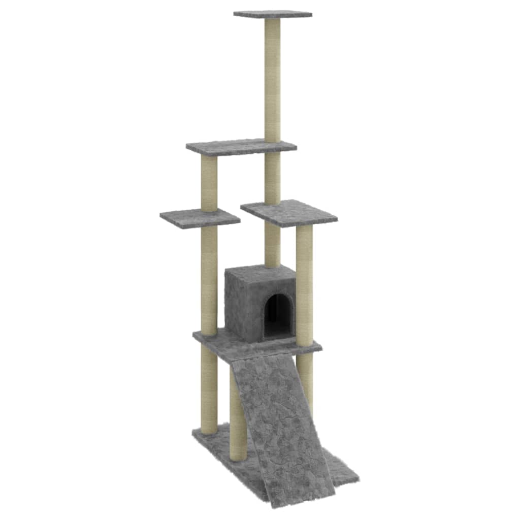 Vidaxl rascador para gatos con postes de sisal gris claro 155 cm