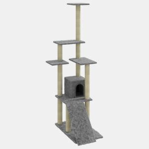 vidaXL Árvore p gatos c postes arranhadores sisal 155 cm cinza-claro