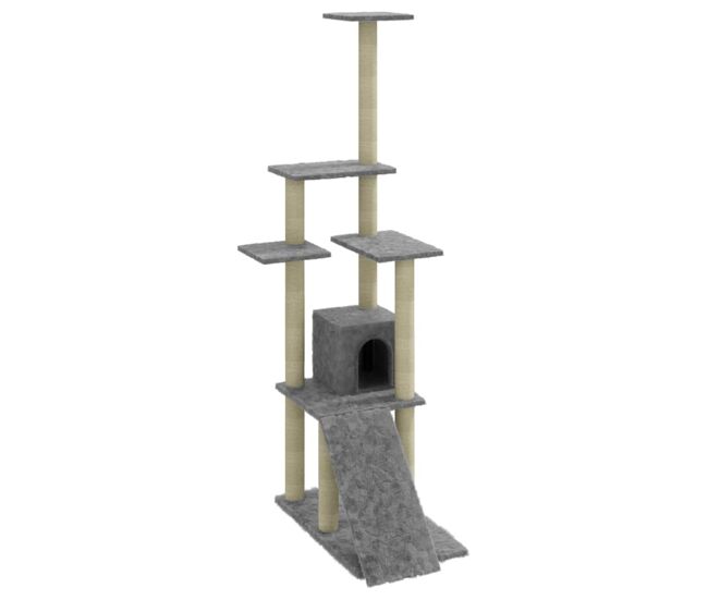Vidaxl rascador para gatos con postes de sisal gris claro 155 cm