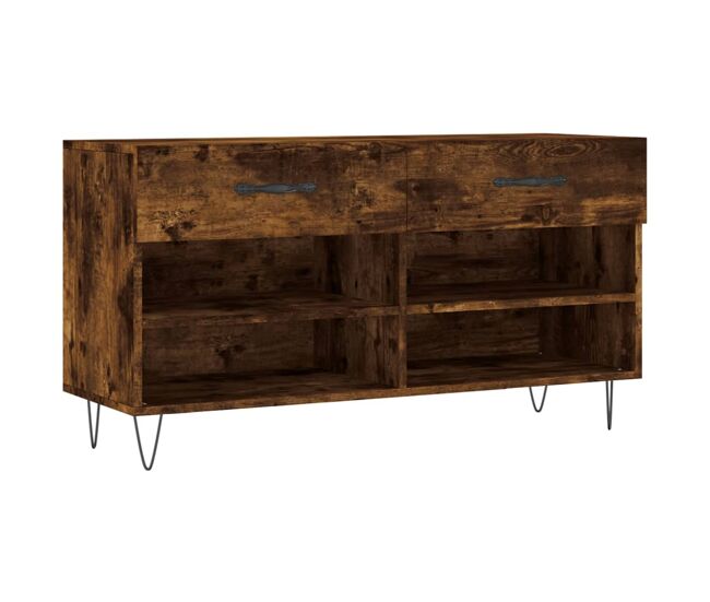 Vidaxl banco zapatero madera de ingeniería roble ahumado 102x35x55 cm