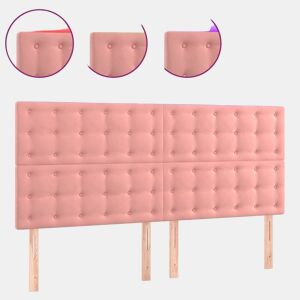 vidaXL Cabeceira de cama c luzes LED veludo 180x5x118128 cm rosa