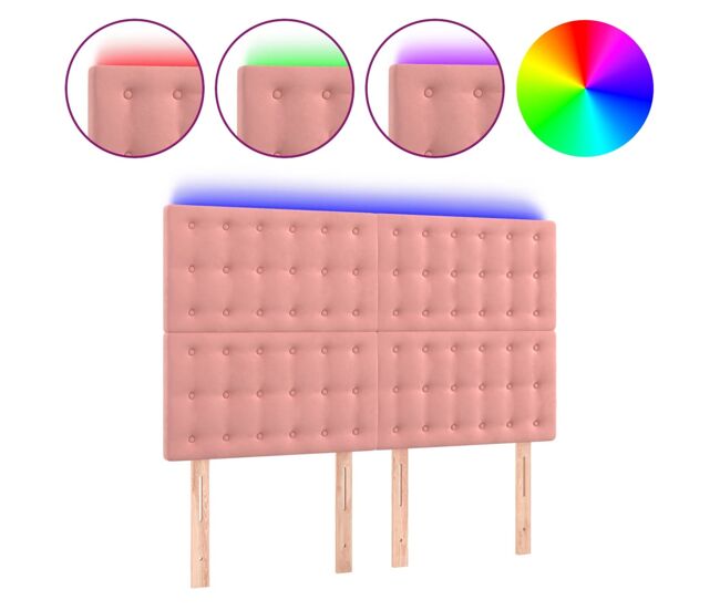 Vidaxl cabecero con luces led terciopelo rosa 144x5x118/128 cm
