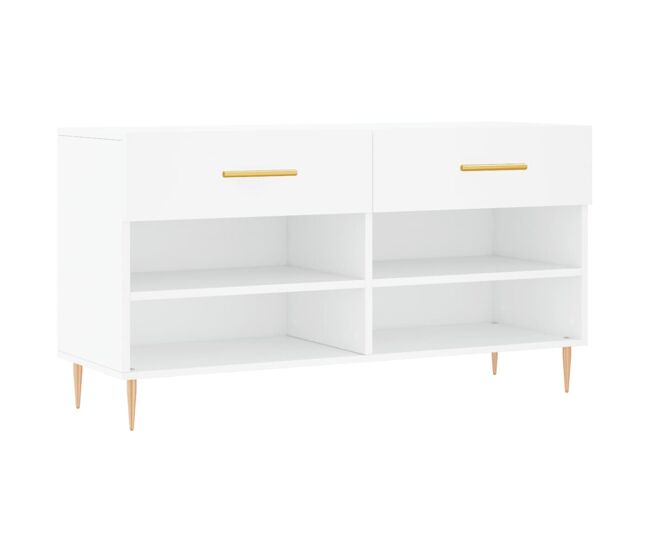 Vidaxl banco zapatero madera de ingeniería blanco 102x35x55 cm