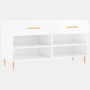 vidaXL Banco sapateira 102x35x55 cm derivados madeira branco brilhante