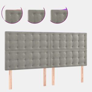 vidaXL Cabeceira de cama c LED veludo 160x5x118128 cm cinza-claro