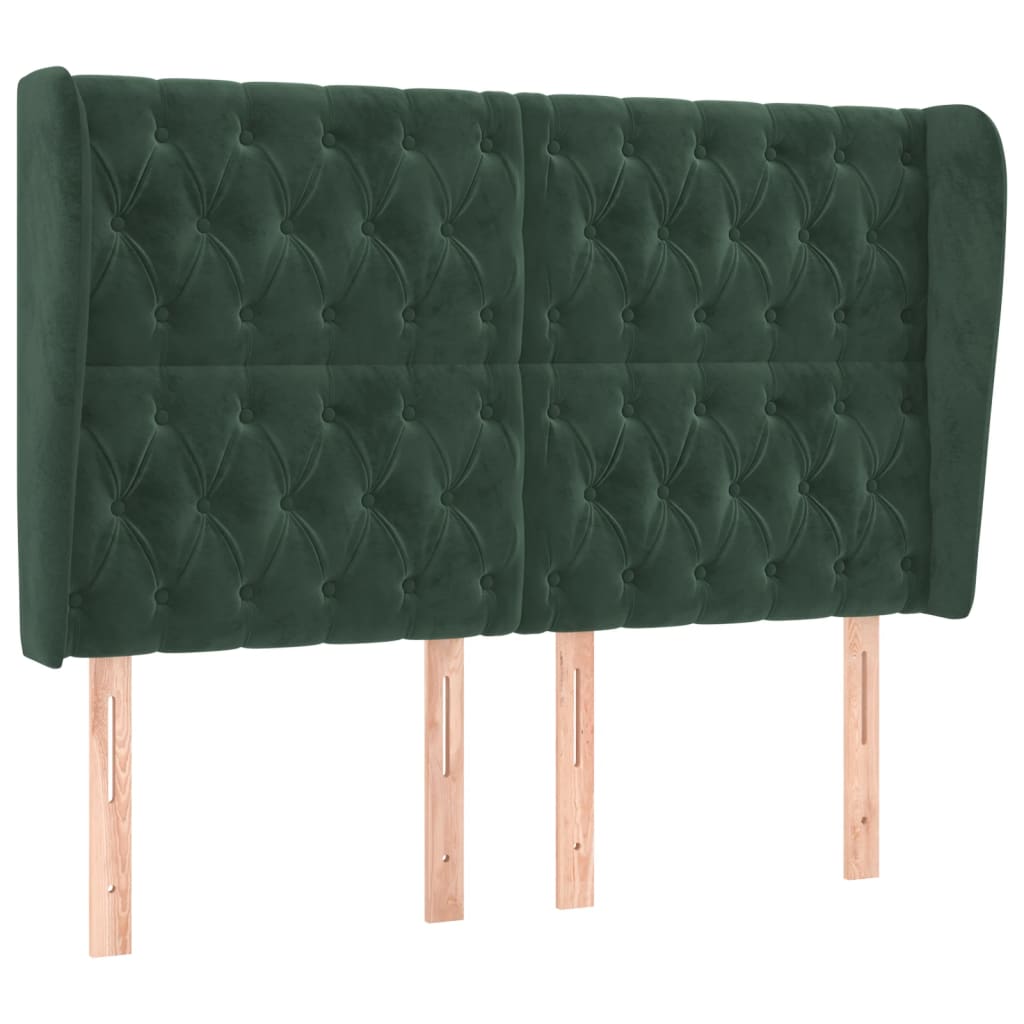 Vidaxl cabecero con orejas de terciopelo verde oscuro 163x23x118/128cm
