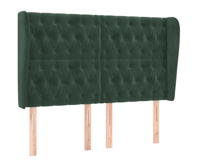 Vidaxl cabecero con orejas de terciopelo verde oscuro 163x23x118/128cm