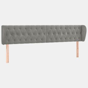 vidaXL Cabeceira de cama c abas veludo 203x23x7888 cm cinzento-claro