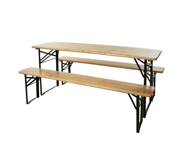 Well home juego de mesa de jardín de madera 100% abeto con patas de metal