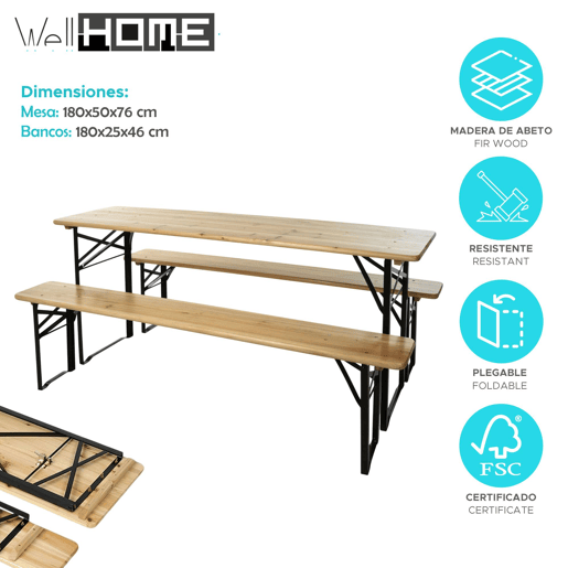 Conjunto de mesa de jardim Well Home Conjunto de mesa de jardim Well Home