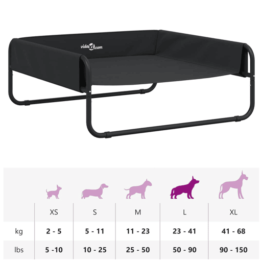 vidaXL Cama para cães elevada tecido oxford e aço antracite