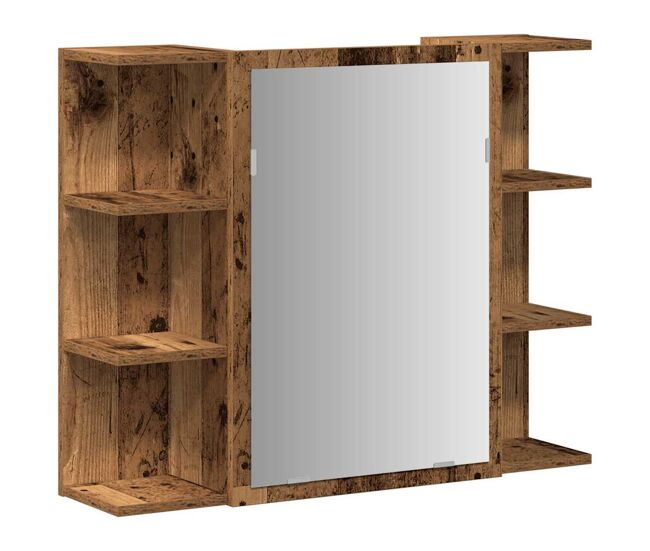 Vidaxl armario de espejo de baño contrachapada envejecida 80x20,5x64cm